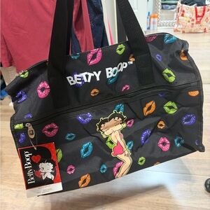 Betty Boop Black Multicolor Kiss-Print Tote